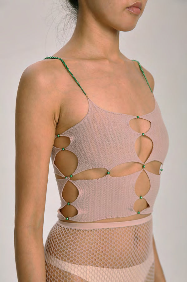 RUI SS21-R002 MISTY ROSE Vest with central slit